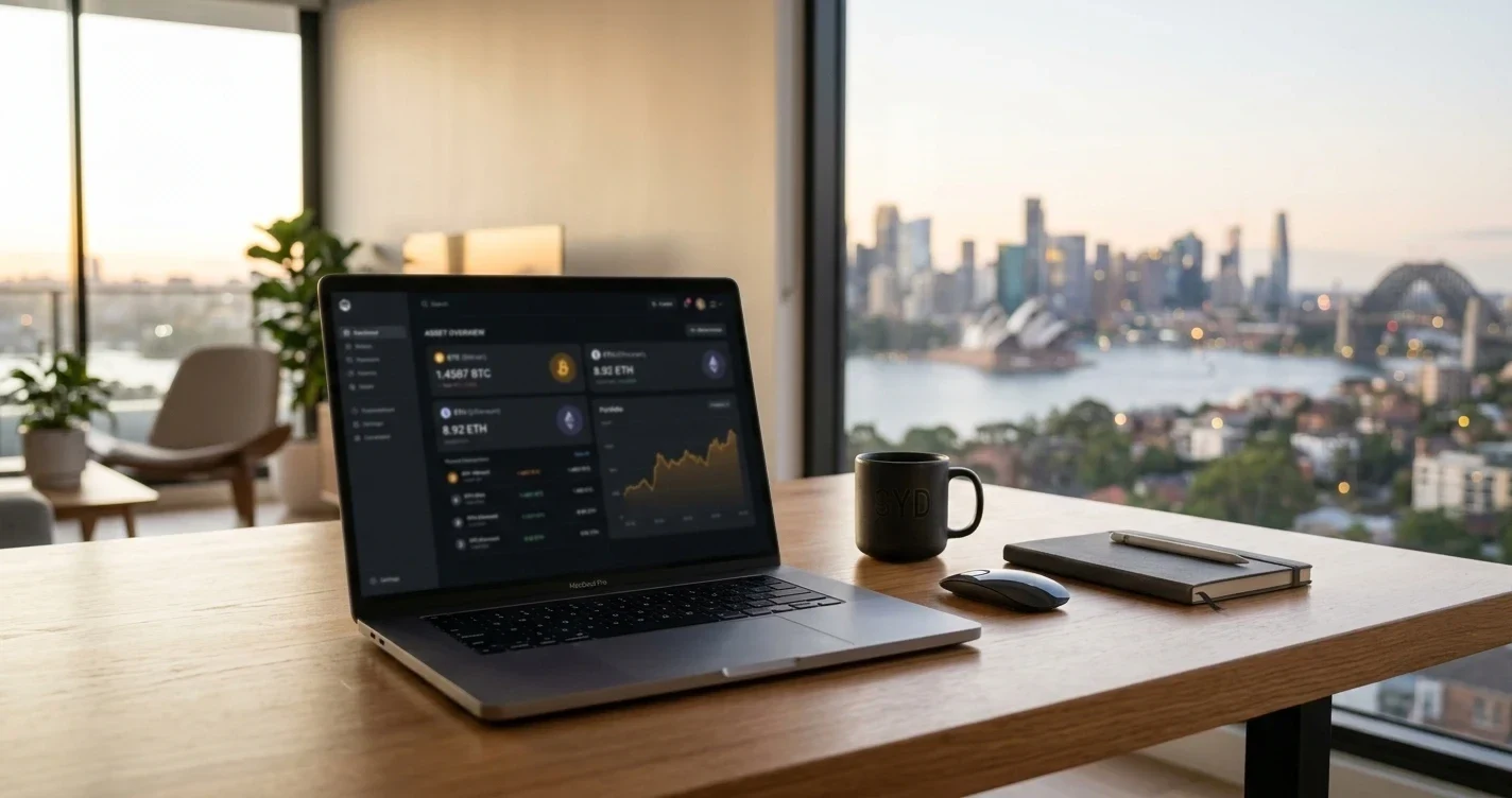 Anonymous crypto casino interface with Bitcoin wallet connection and Australian map overlay