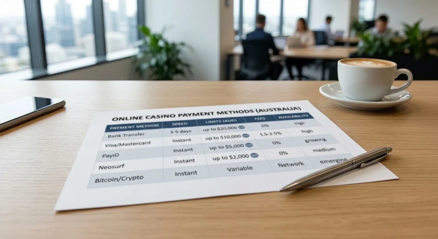 Comparison table showing Apple Pay deposit limits and withdrawal methods at Australian casinos