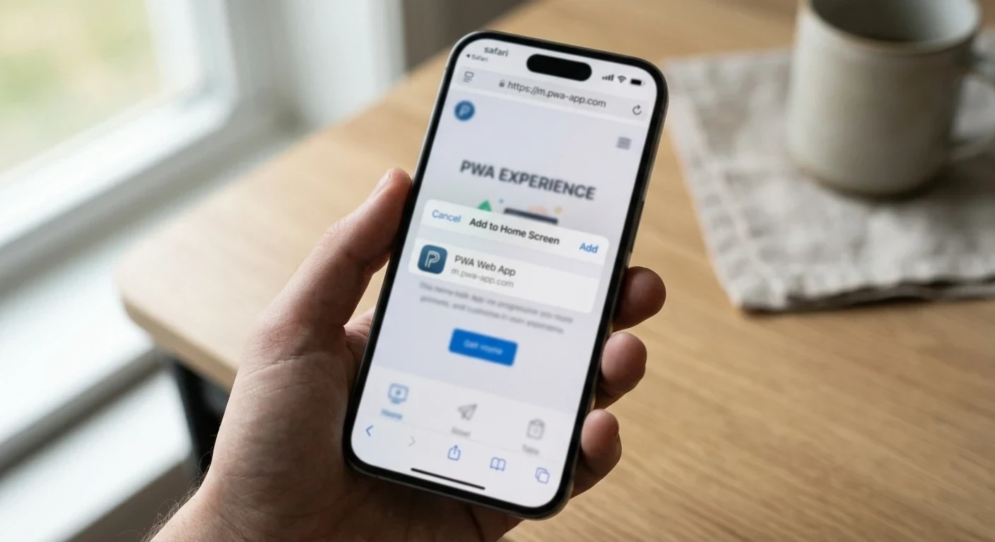 Progressive web app installation prompt on iPhone Safari browser