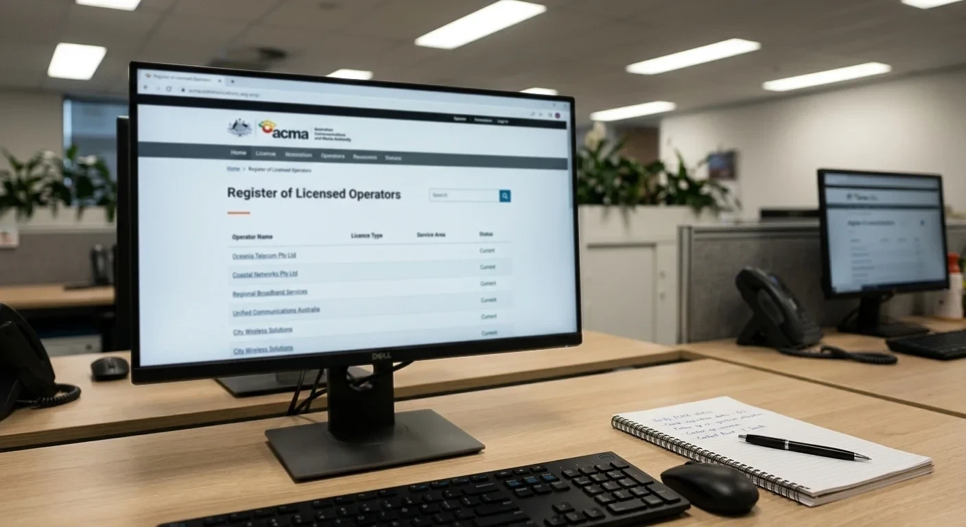 ACMA register page showing only sports betting operators, no casino licenses