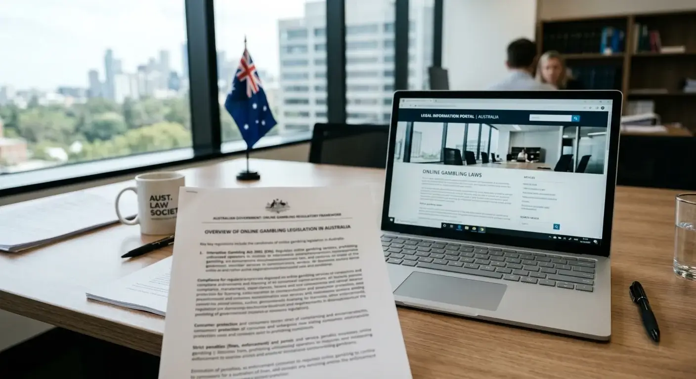Australian legal document on desk explaining Interactive Gambling Act provisions