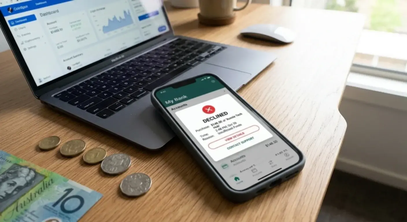 Australian bank app showing declined transaction notification