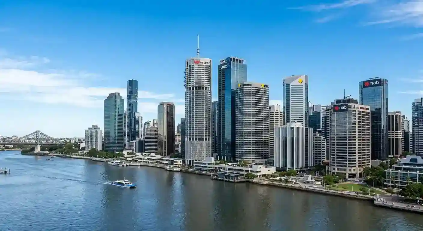 Australian bank buildings representing NAB Westpac ANZ CBA in modern cityscape