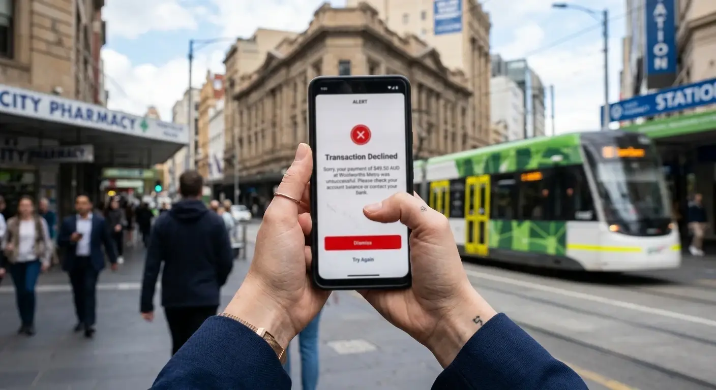 Bank declining gambling transaction on smartphone screen