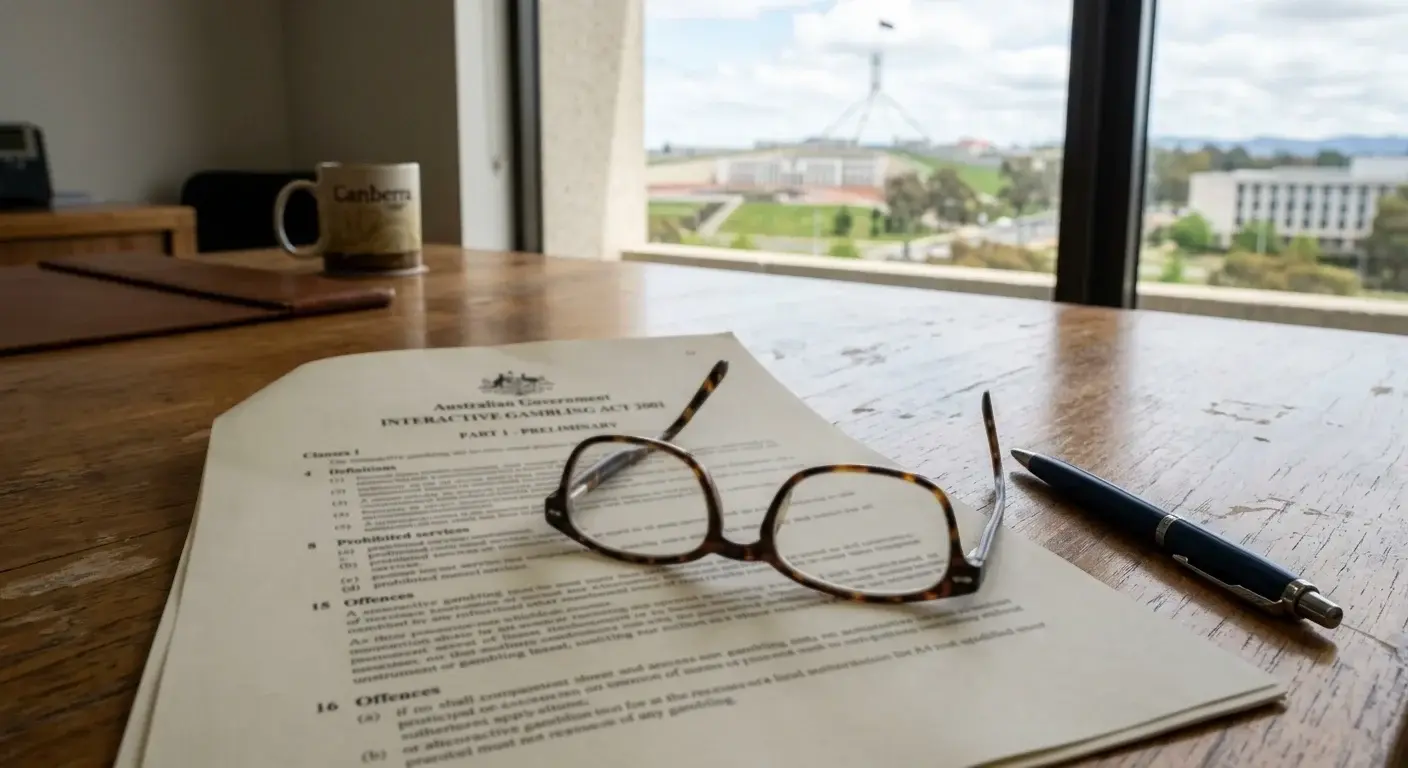 Interactive Gambling Act legal document on office desk