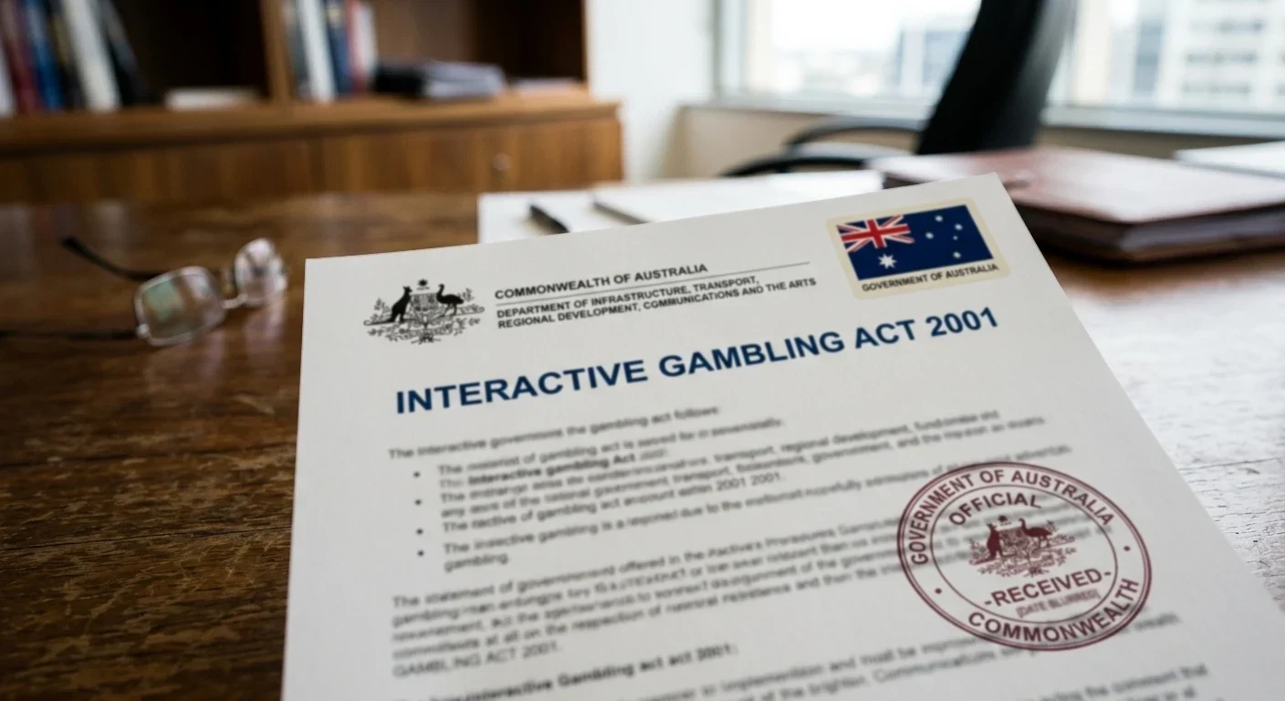 Official government document with Interactive Gambling Act heading and Australian flag detail