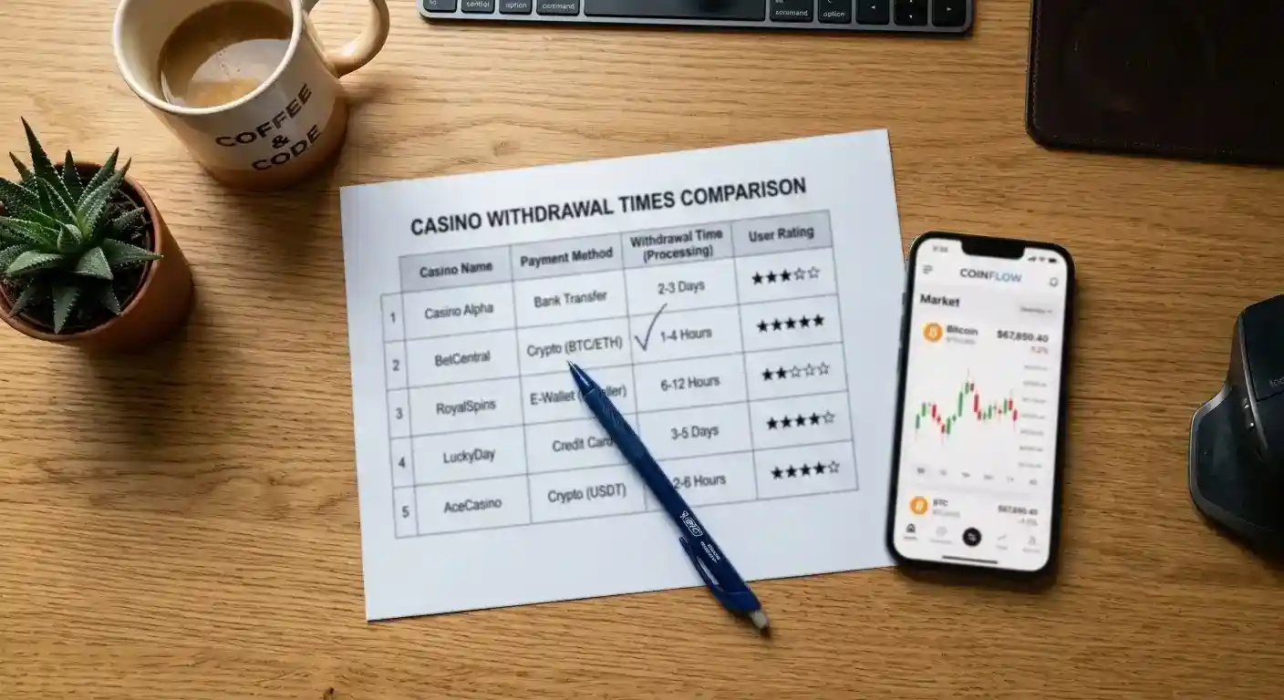 Comparison table of Bitcoin casinos for Australian players with withdrawal speeds
