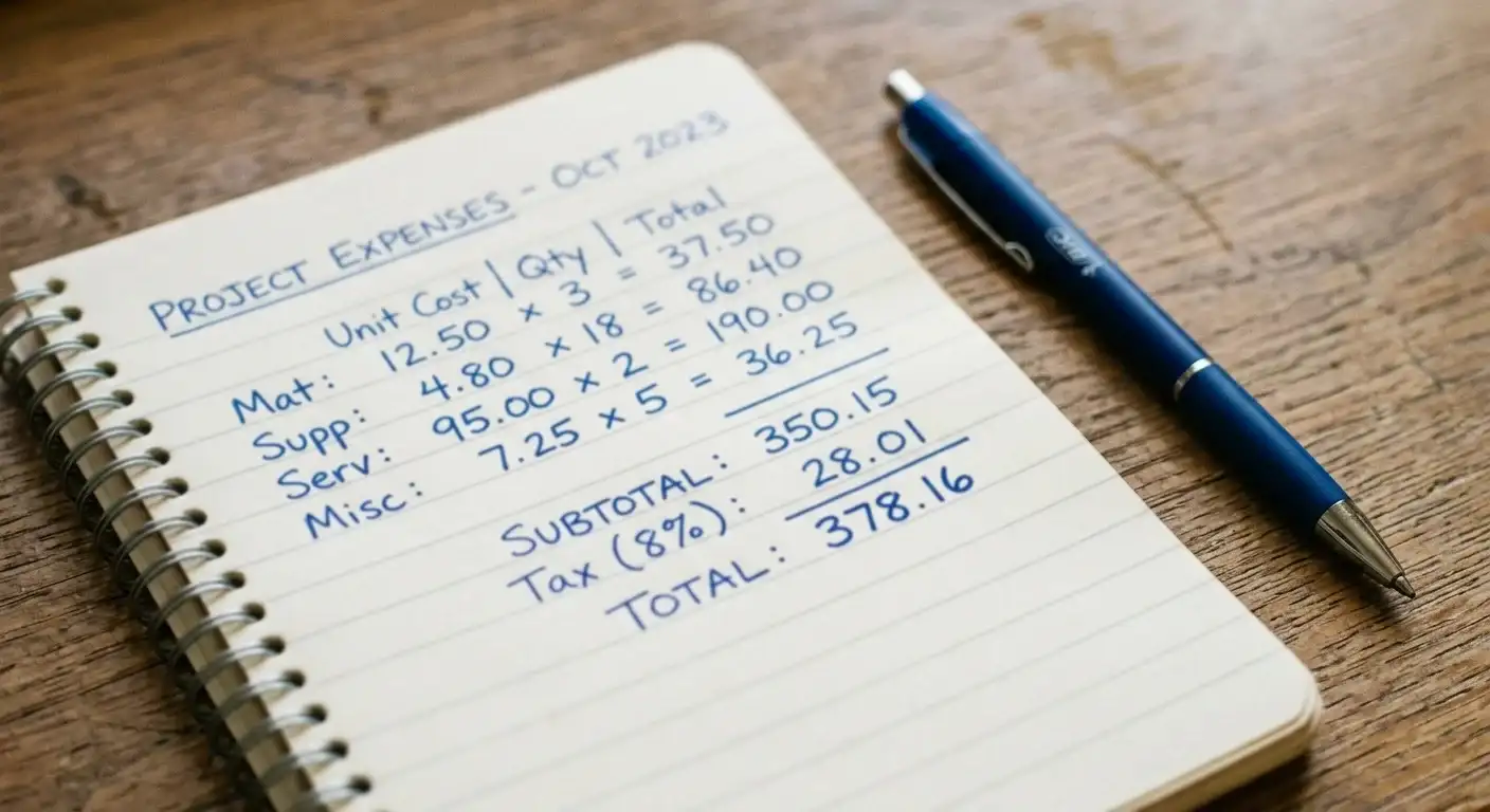 Notepad with hand-written wagering calculation and pen on desk