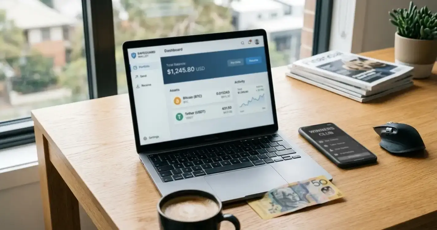 Bitcoin casino withdrawals for Australian players showing crypto wallet and casino interface