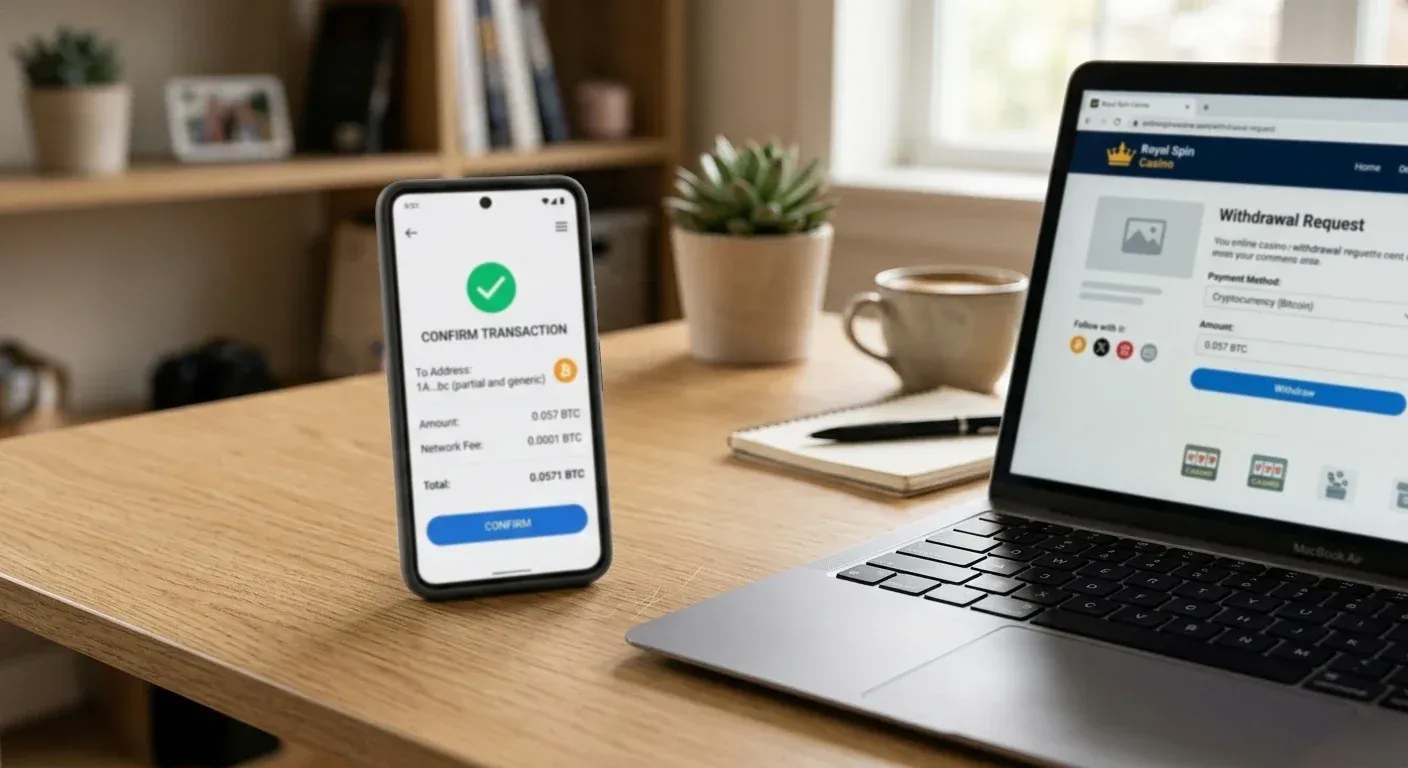 Cryptocurrency wallet interface showing casino withdrawal transaction