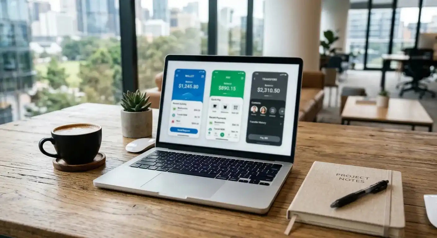 MiFinity Jeton eZeeWallet logos comparison on laptop screen