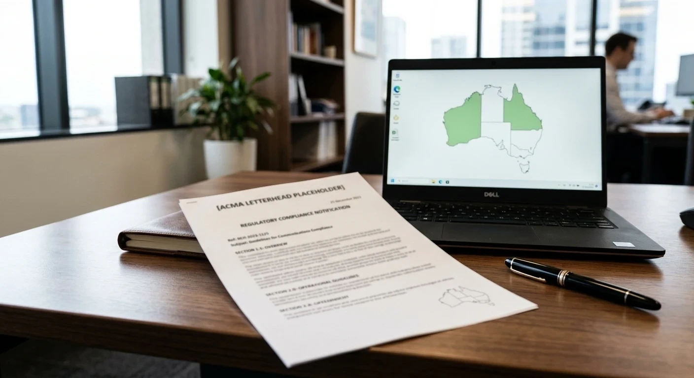 ACMA regulatory document with Australian map highlighting offshore casino enforcement