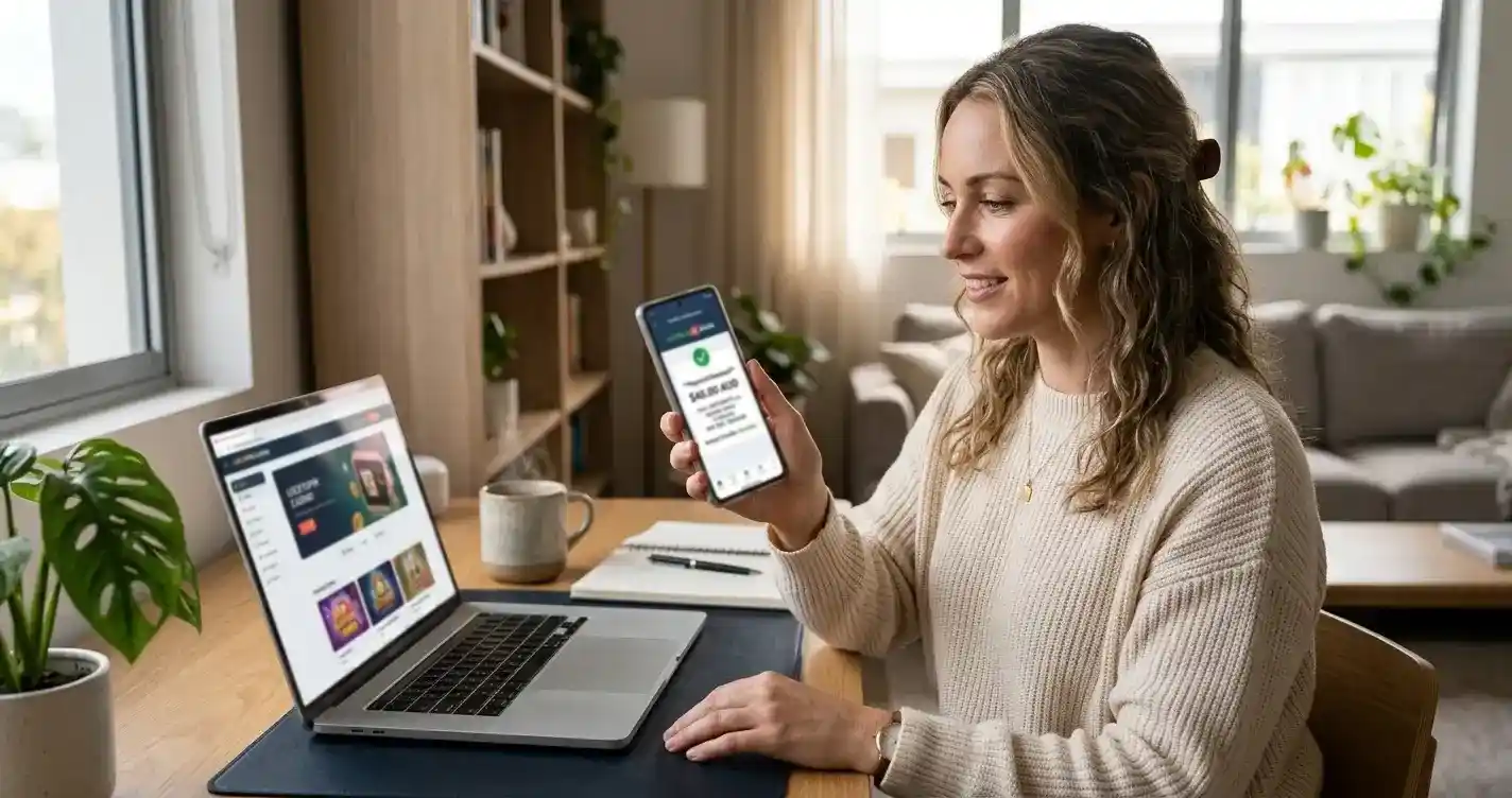 Australian player checking PayID casino withdrawal on mobile banking app