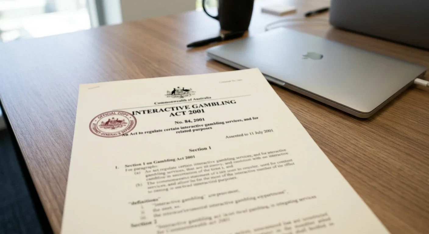 Legal document showing Interactive Gambling Act 2001 text excerpt