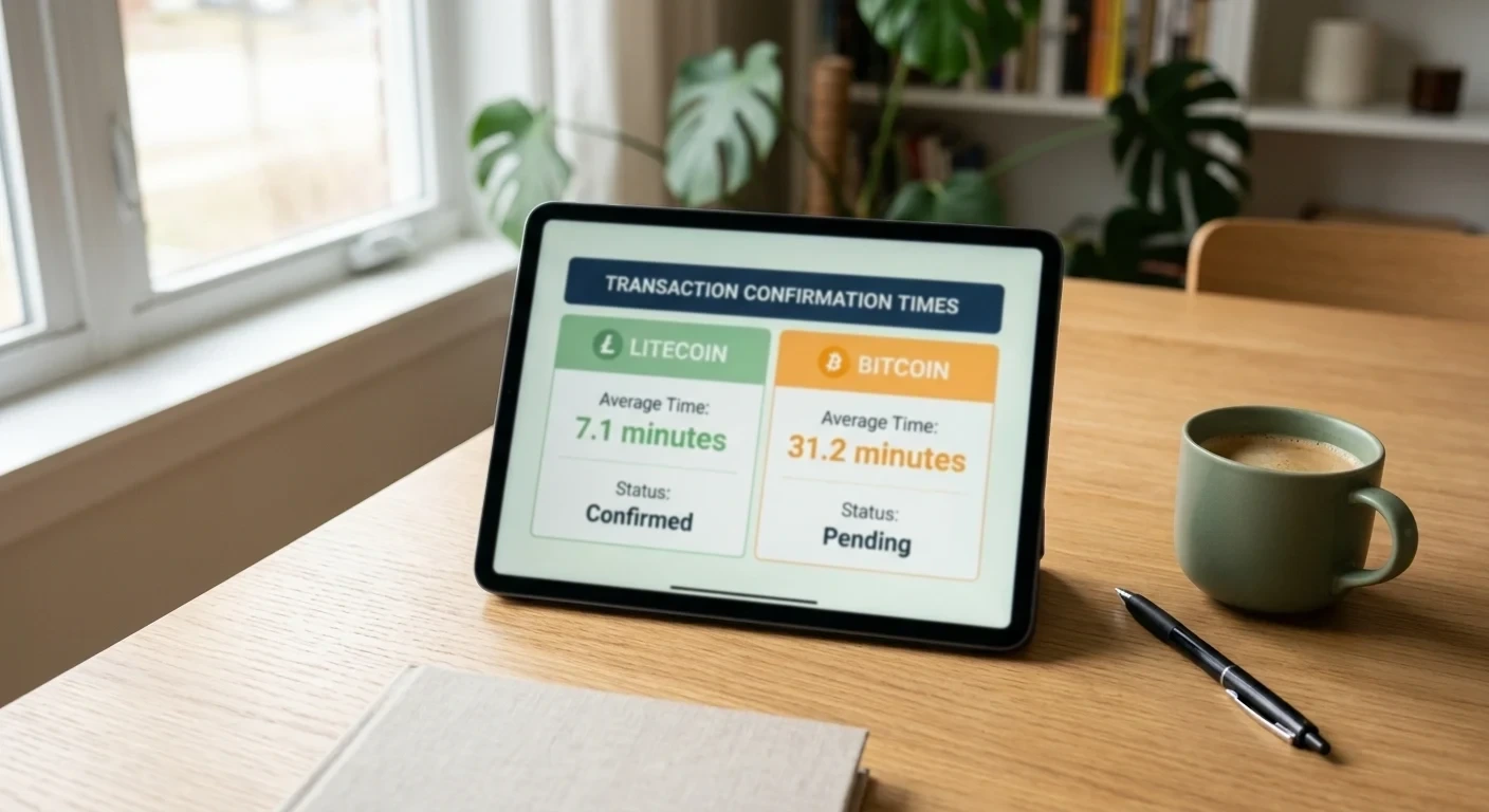 Transaction speed comparison chart showing Litecoin versus Bitcoin confirmation times for Australian players