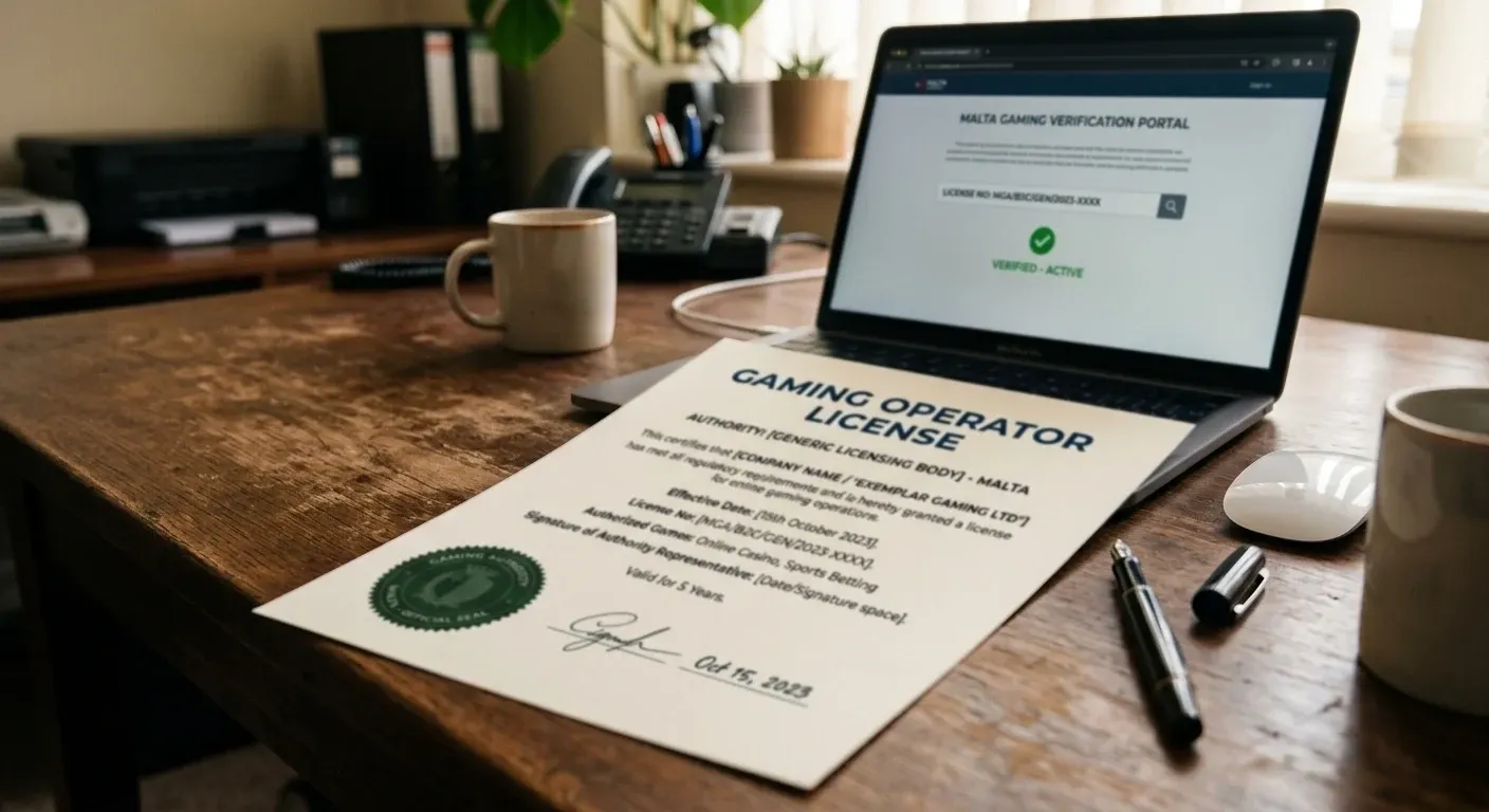 Malta Gaming Authority license certificate for offshore casino verification