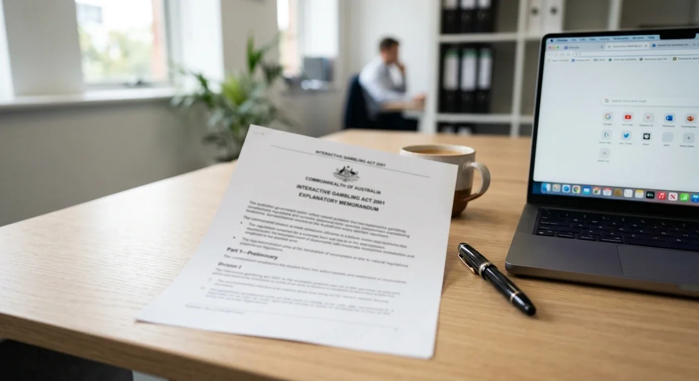 Statute-book opening lines of the online-gambling act photographed under a reading lamp