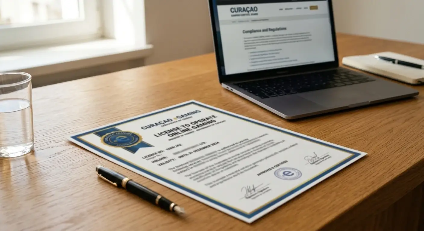 Official government document showing offshore casino license with Curaçao eGaming seal