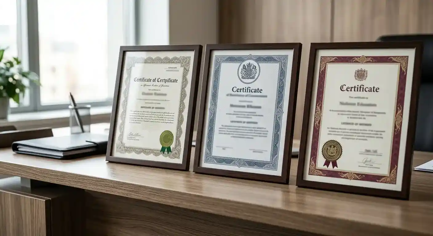 Three licence documents fanned across a desk showing Curacao, Malta and Anjouan regulator seals