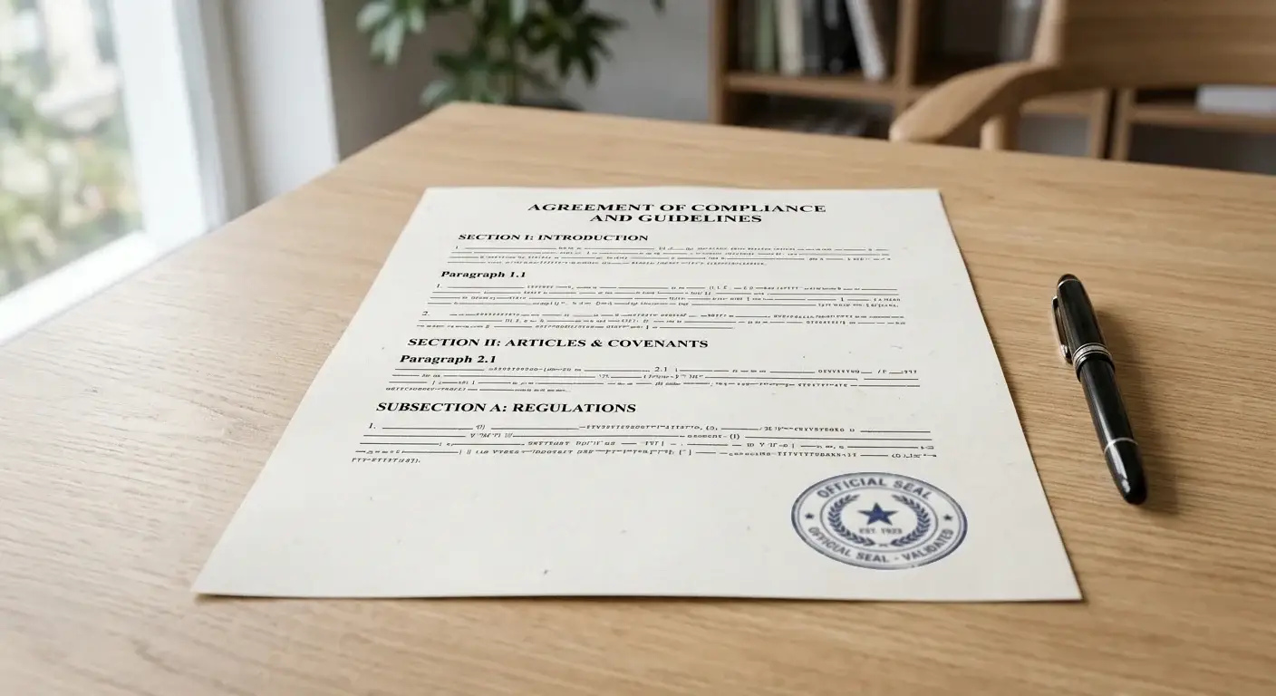 Official legal document on a desk showing licensing and regulatory framework text