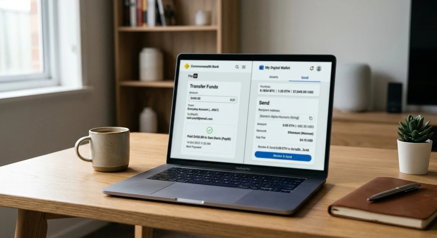 Side-by-side comparison of PayID and cryptocurrency payment speeds