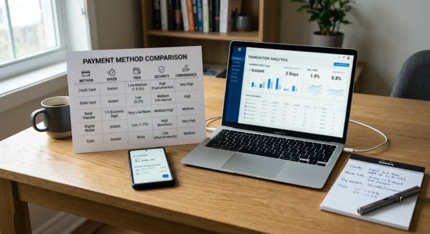 Side-by-side comparison chart showing ecoPayz Skrill Neteller and crypto payment speeds and fees