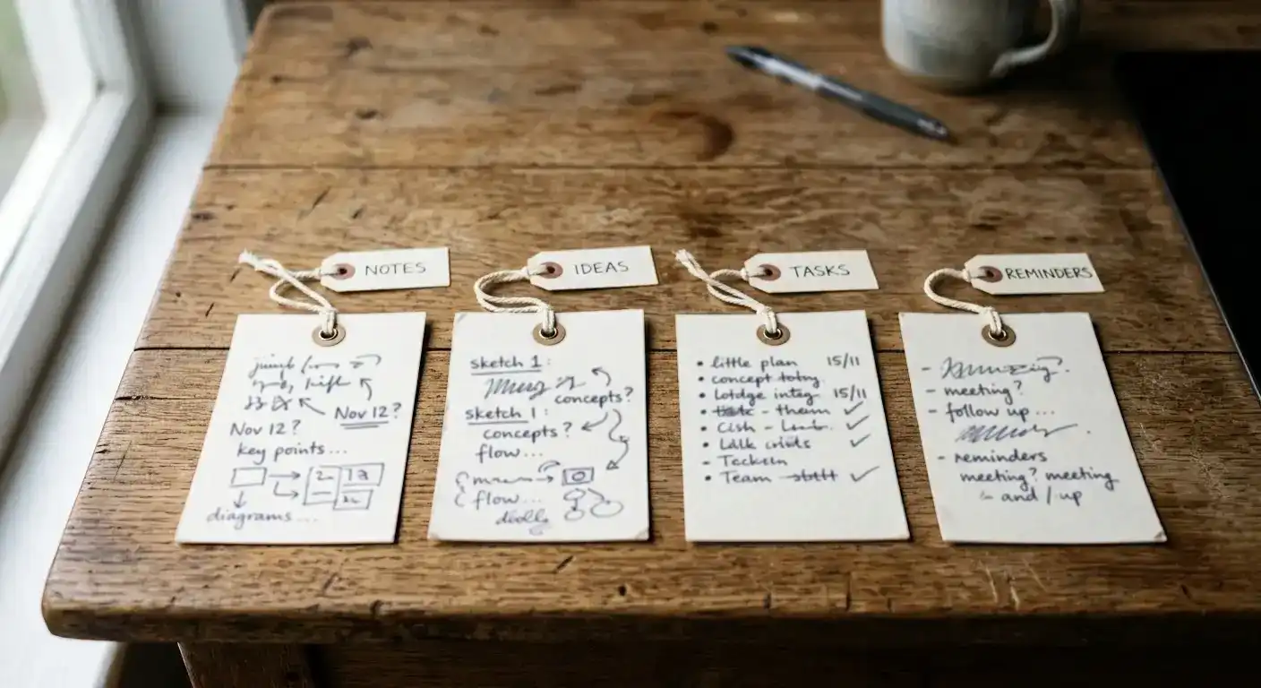 Four labelled cards laid on a desk representing PayID, Bitcoin, e-wallet and bank-transfer rails with time indicators noted on each