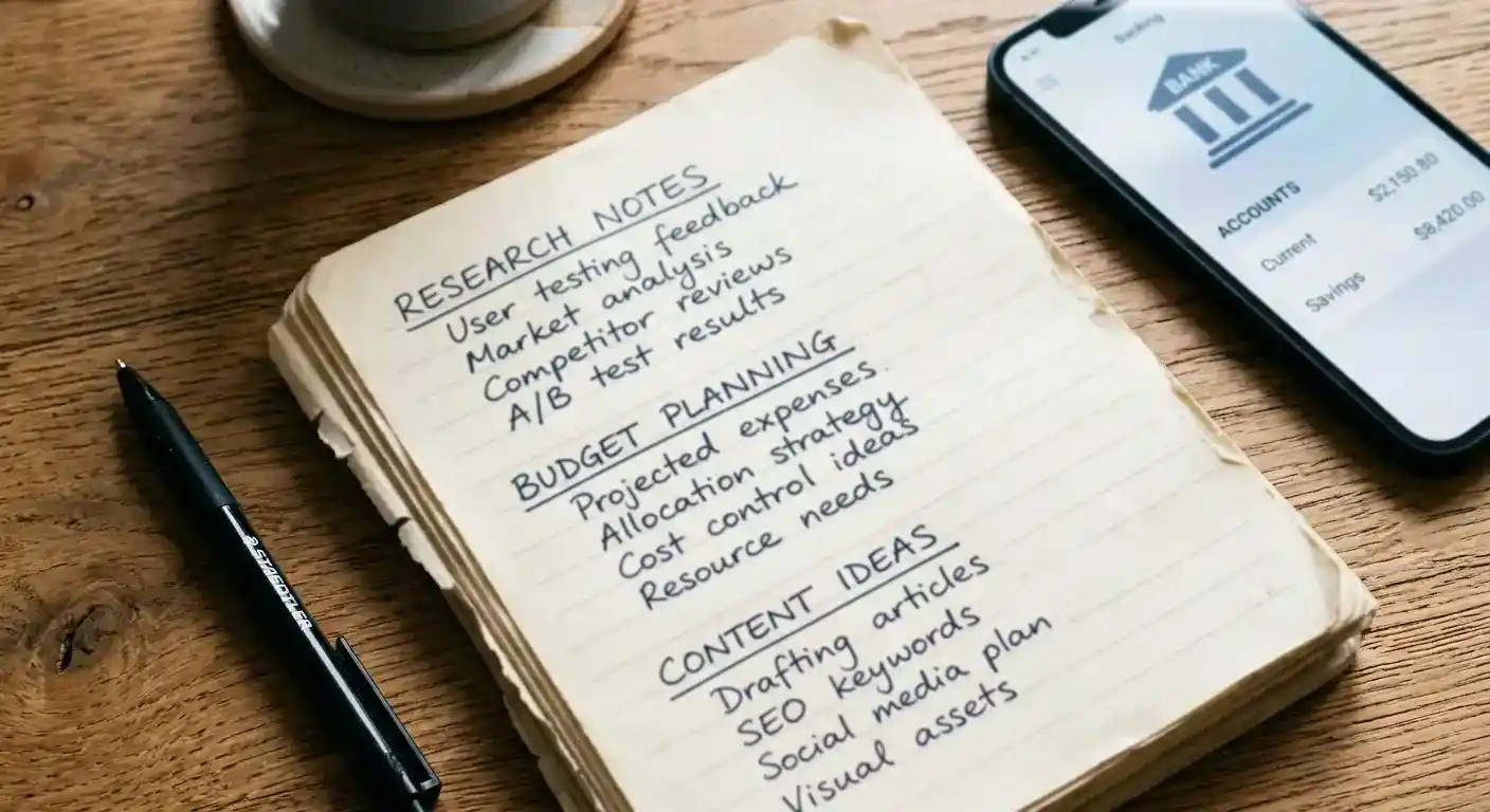 Notebook page listing PayID, bank transfer and crypto as three possible outgoing routes after a voucher deposit