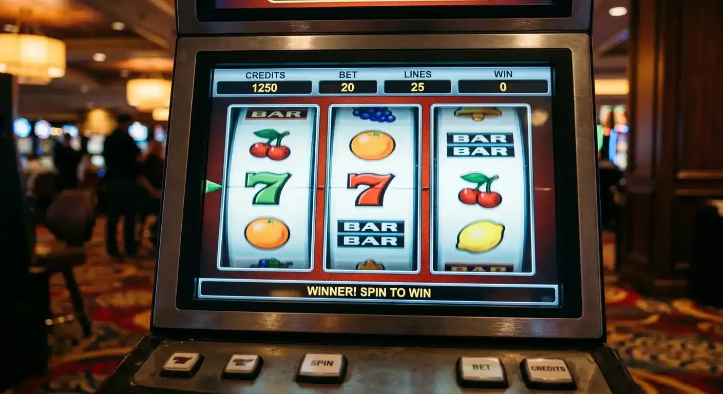 Generic slot machine reels spinning with colourful symbols visible