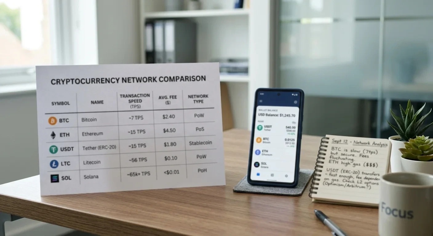 Cryptocurrency comparison showing USDT TRC-20 versus Bitcoin for casino deposits